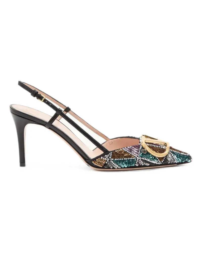 Valentino Garavani VLogo Signature Slingback-Pumps mit Stickerei 80mm - Schwarz Schwarz