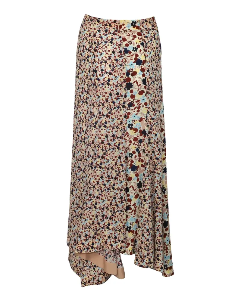 Theory asymmetric floral-print midi skirt - Nude Nude