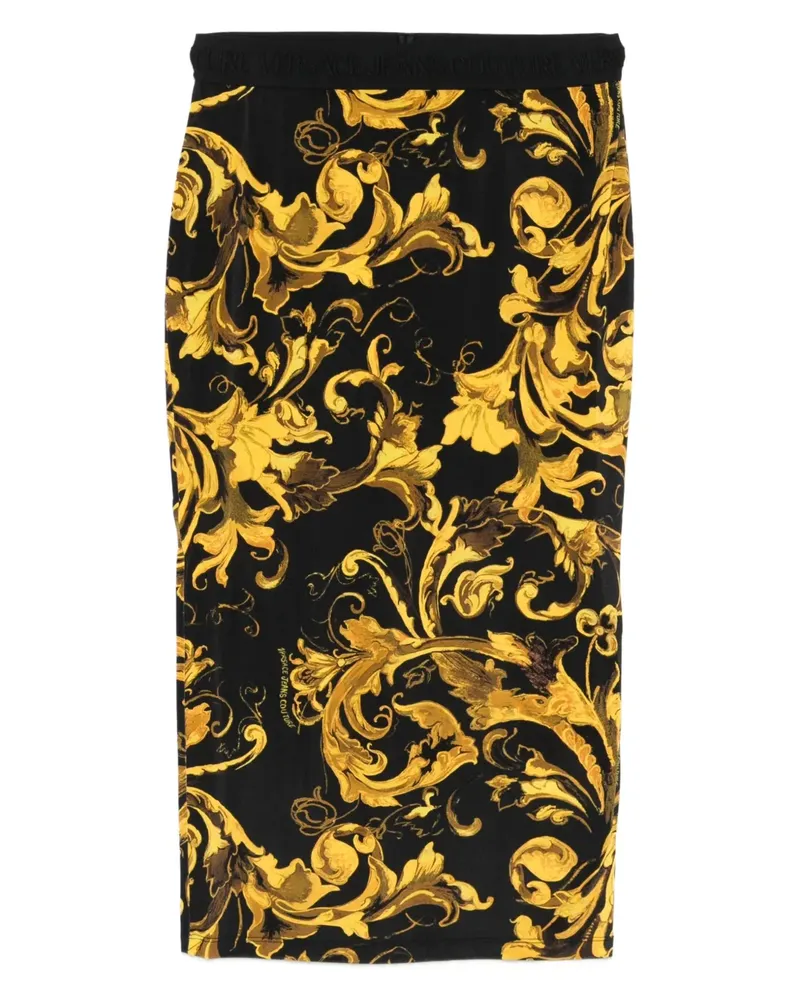 Versace Jeans Midirock mit Barock-Print - Schwarz Schwarz
