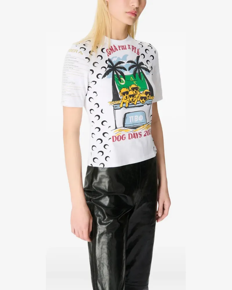 Marine Serre T-Shirt mit Sichelmond-Print - Weiß Weiß