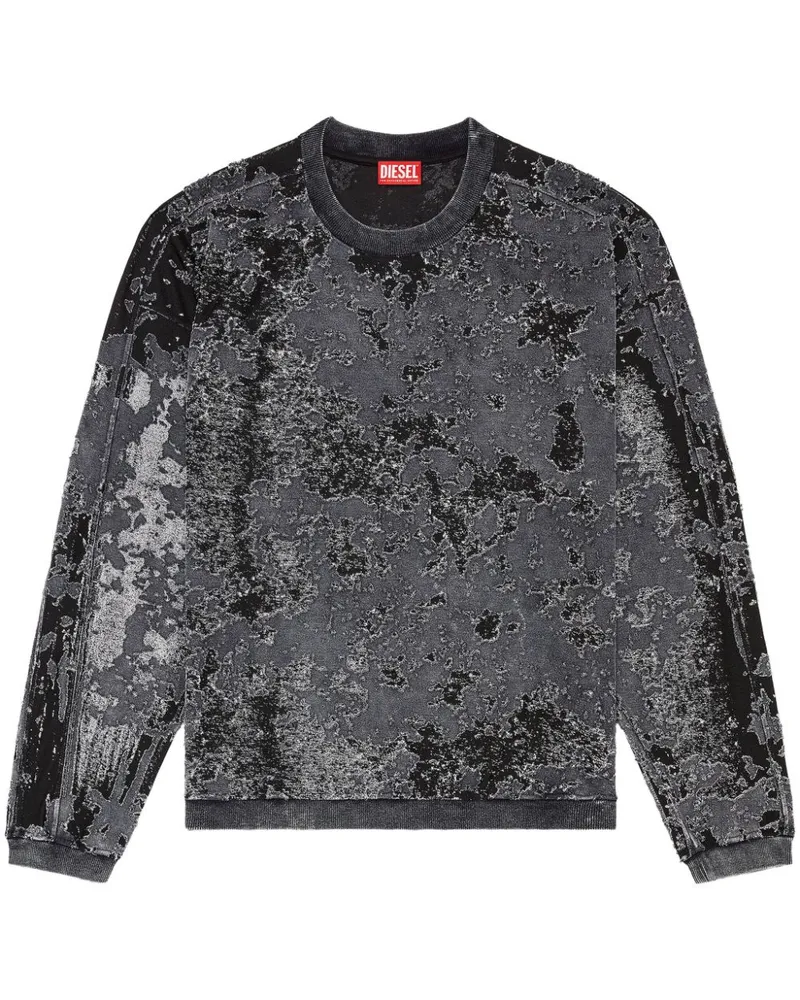 Diesel Sweatshirt in Distressed-Optik - Schwarz Schwarz