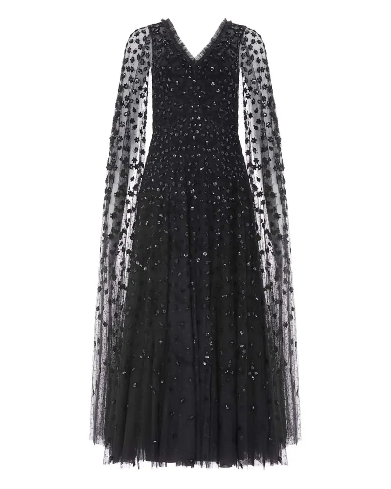 Needle & Thread embroidered-flowers maxi dress - Schwarz Schwarz