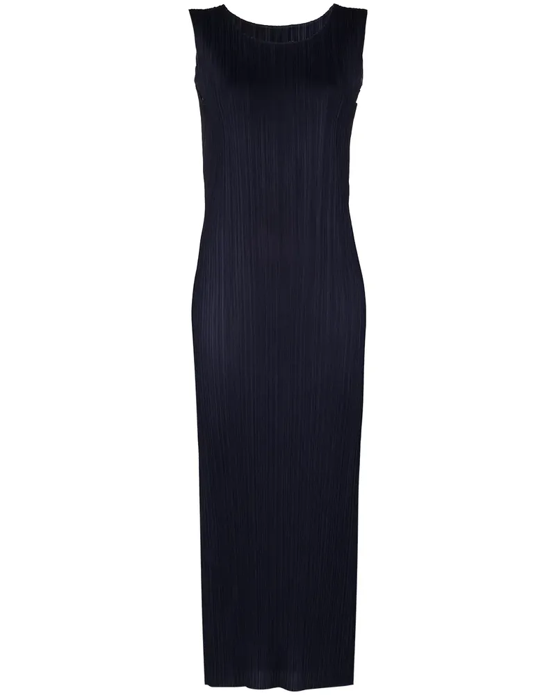 Issey Miyake Plissiertes Midikleid - Blau Blau