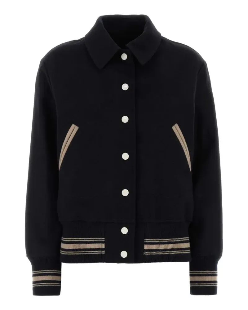 Golden Goose bomber jacket in midnight-blue wool with embroidery - Blau Blau