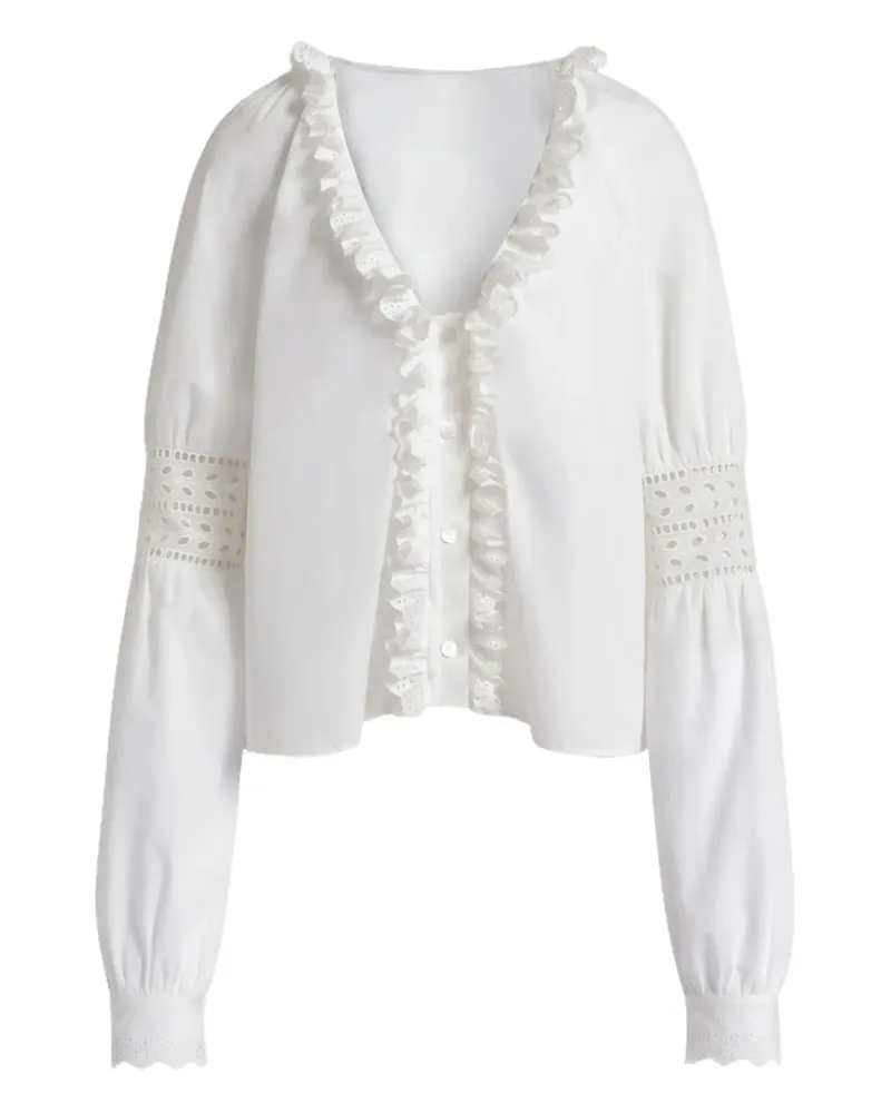Alberta Ferretti ruffled V-neck blouse - Weiß Weiß