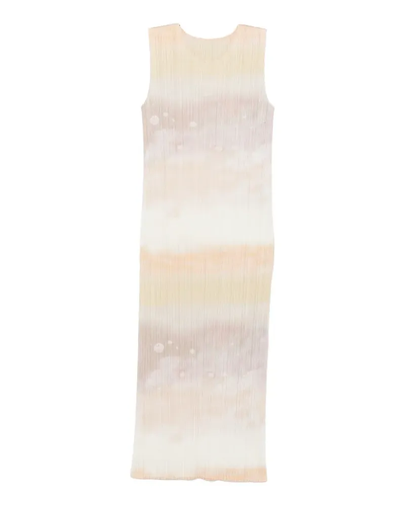 Issey Miyake pleated abstract-print midi dress - Nude Nude