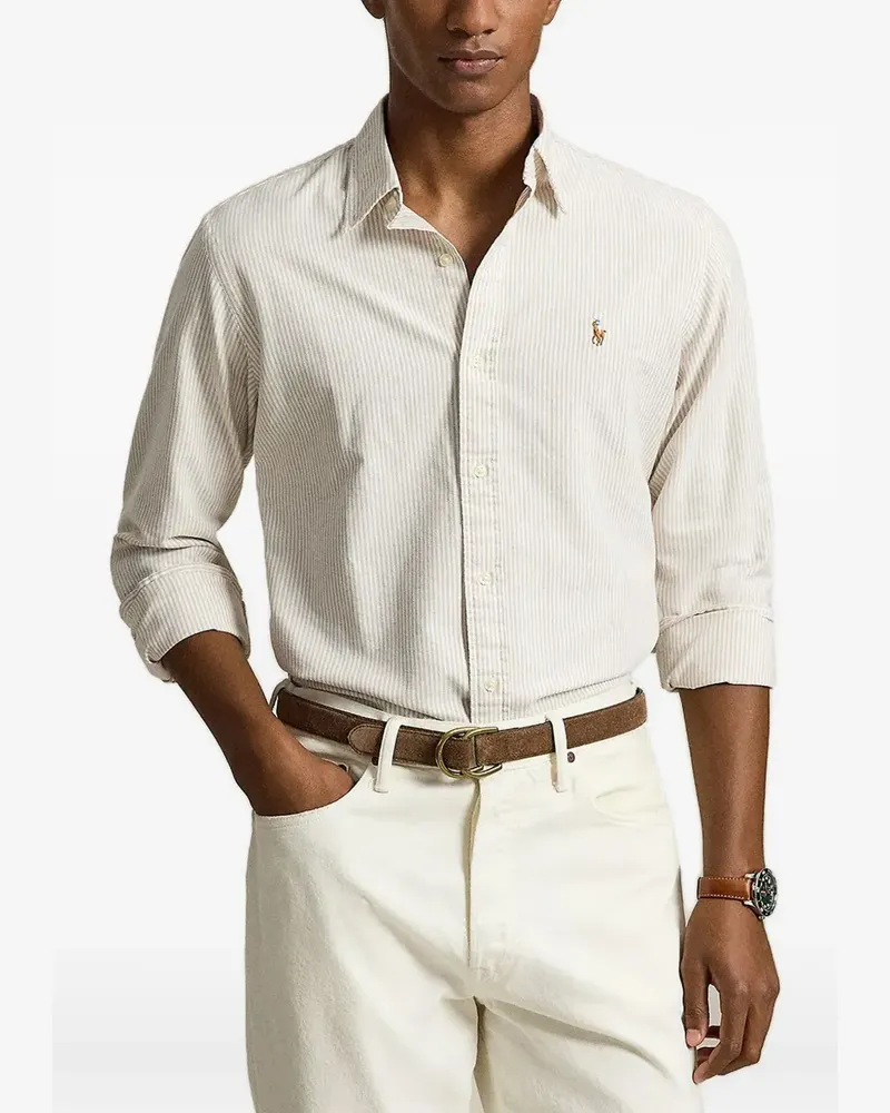 Ralph Lauren striped embroidered-logo shirt - Weiß Weiß