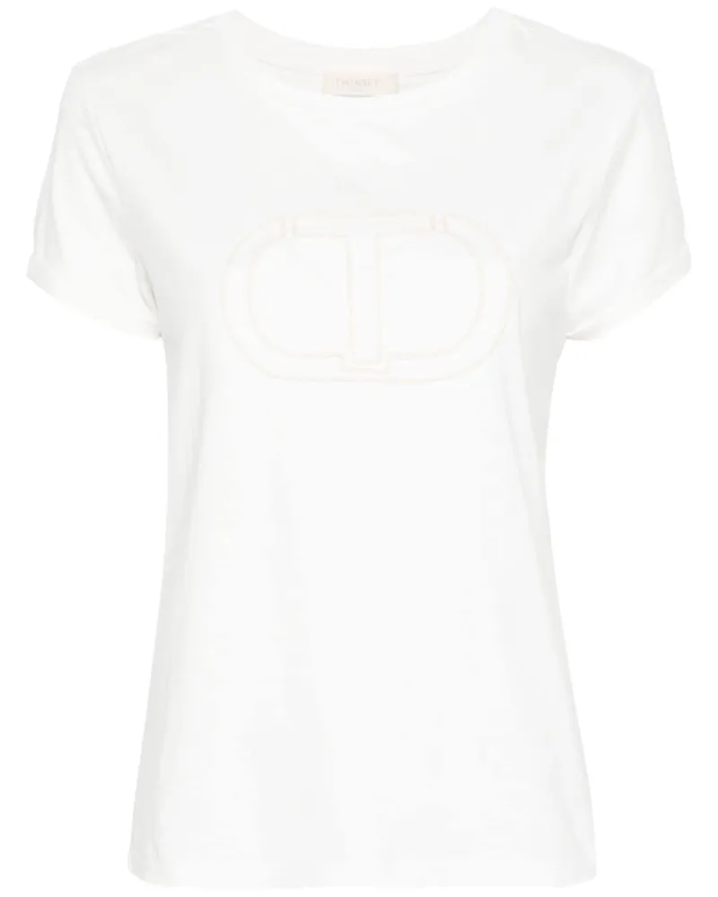 Twin-Set T-Shirt mit Logo-Stickerei - Weiß Weiß