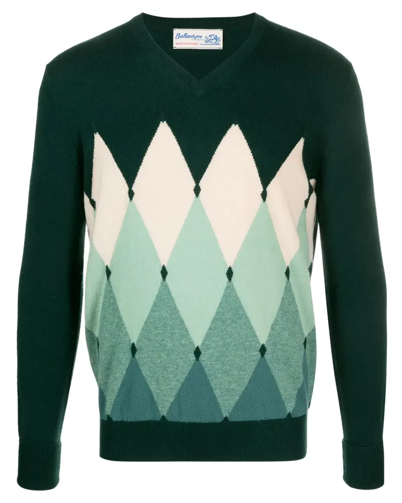 Ballantyne Kaschmirpullover mit Argyle-Muster - Grün Grün