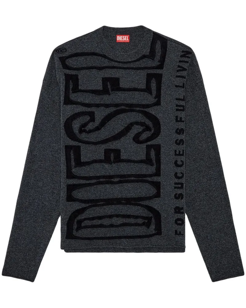 Diesel K-Floyd Pullover mit Intarsien-Logo Grau