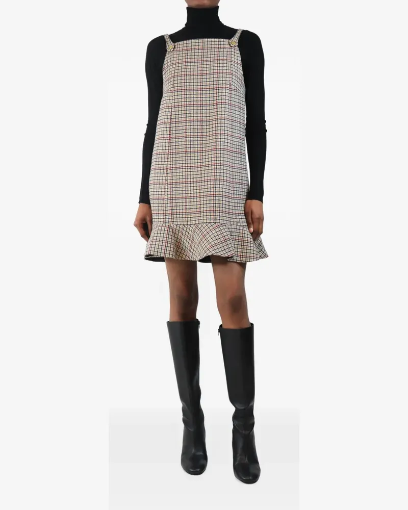 Ganni checked ruffled mini dress - Braun Braun