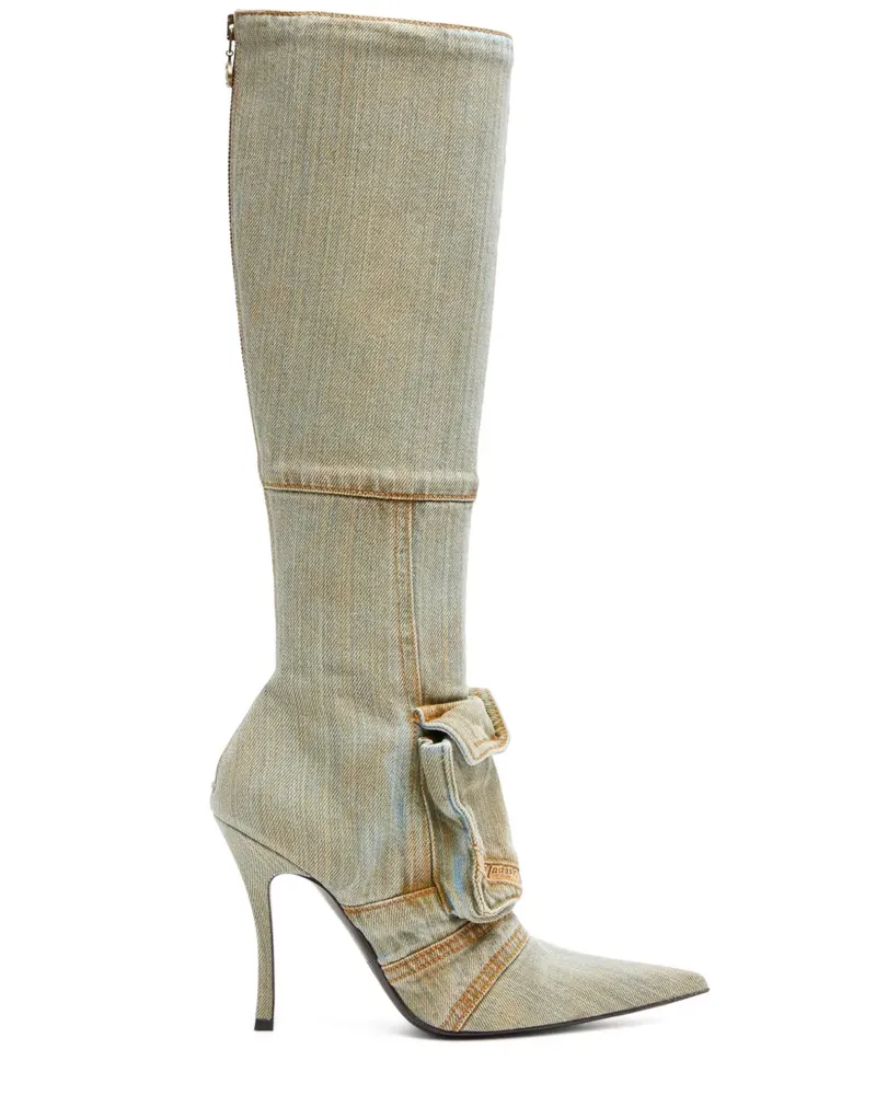 Diesel Kniehohe D-Venus Pocket Jeansstiefel - Nude Nude