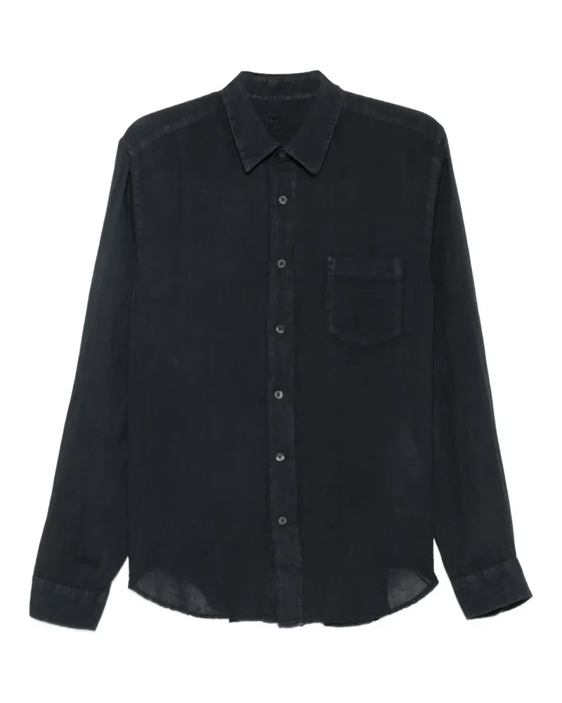 120% Lino contrast-stitch pocket shirt - Blau Blau