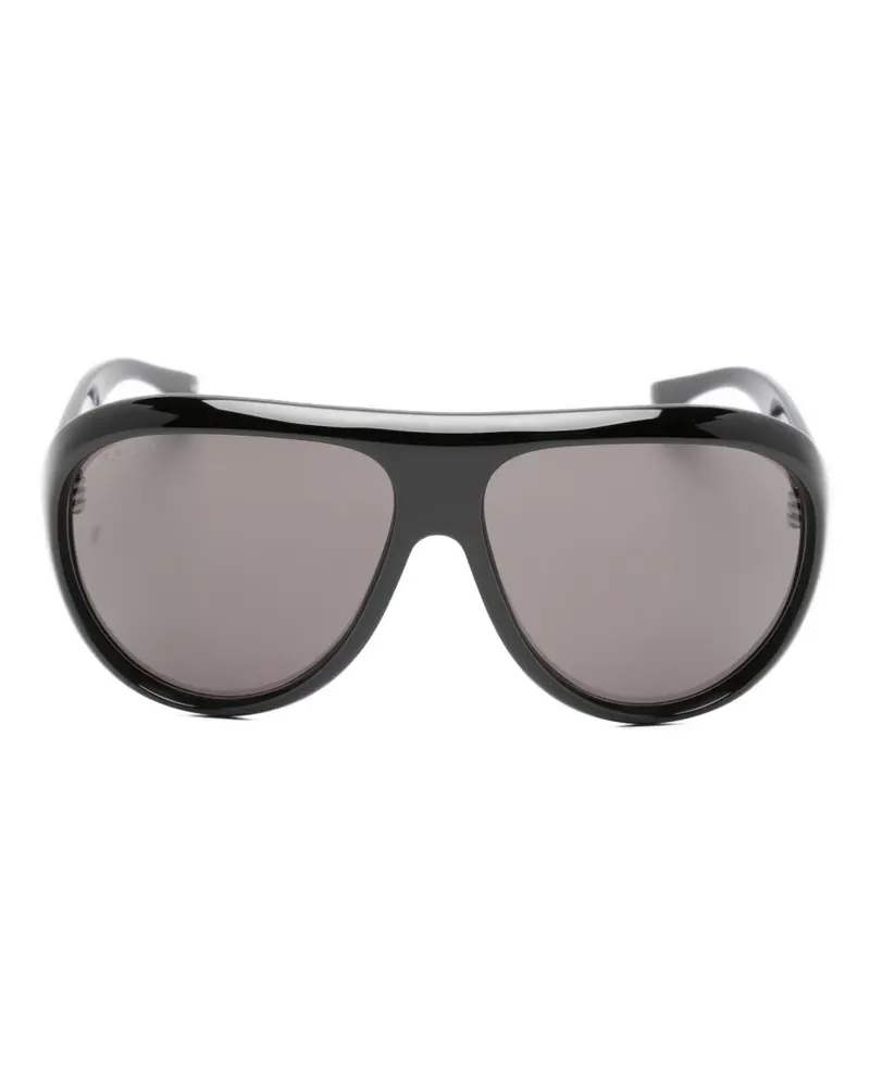 Gucci logo-lettering pilot-frame sunglasses - Schwarz Schwarz