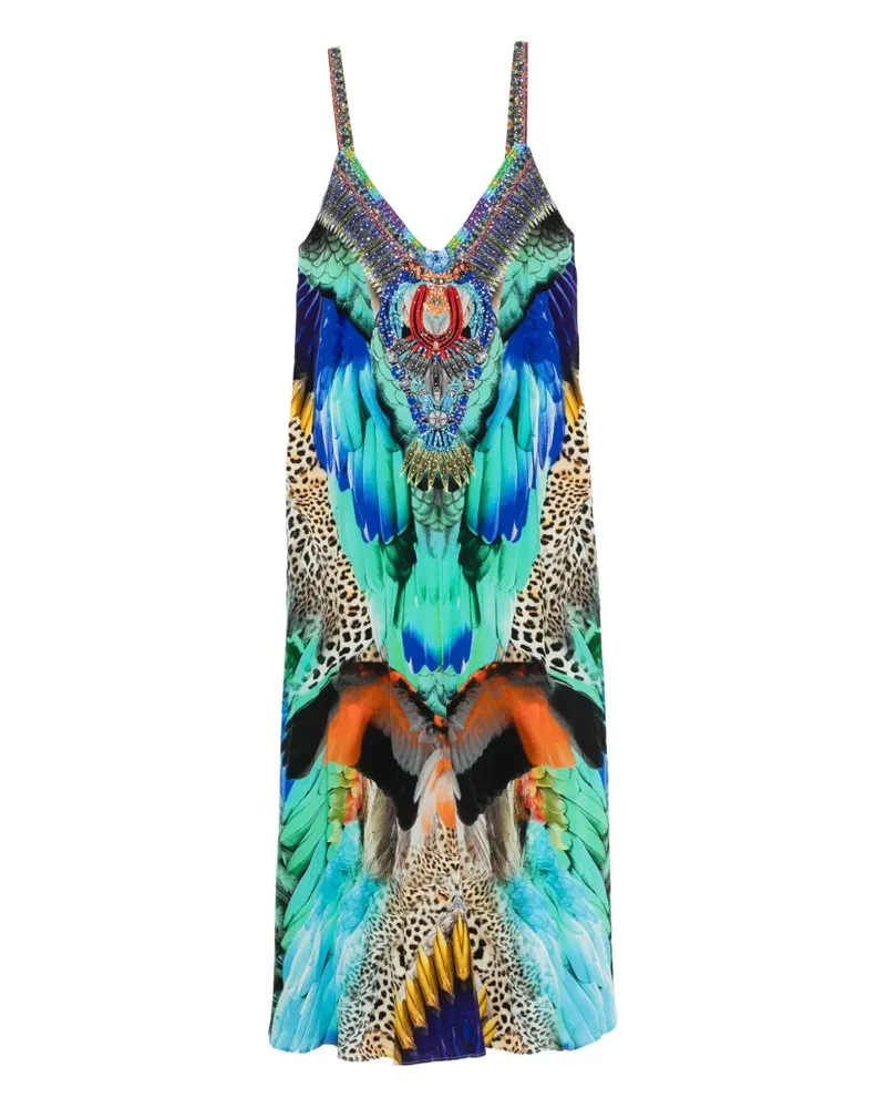 Camilla graphic-print midi dress - Grün Grün