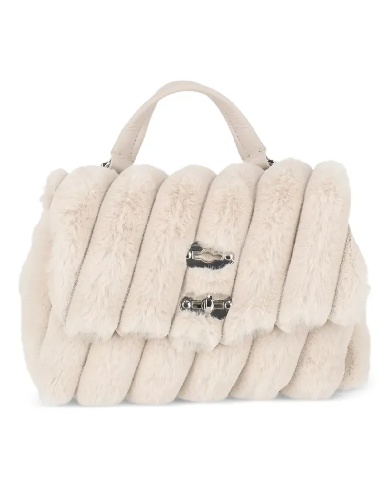 Zanellato Postina Fiocco Schultertasche aus Faux Fur - Weiß Weiß