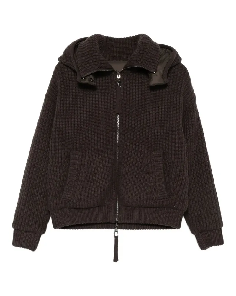 P.A.R.O.S.H. P.A.R.O H. Gerippte Strickjacke mit Kapuze - Braun Braun