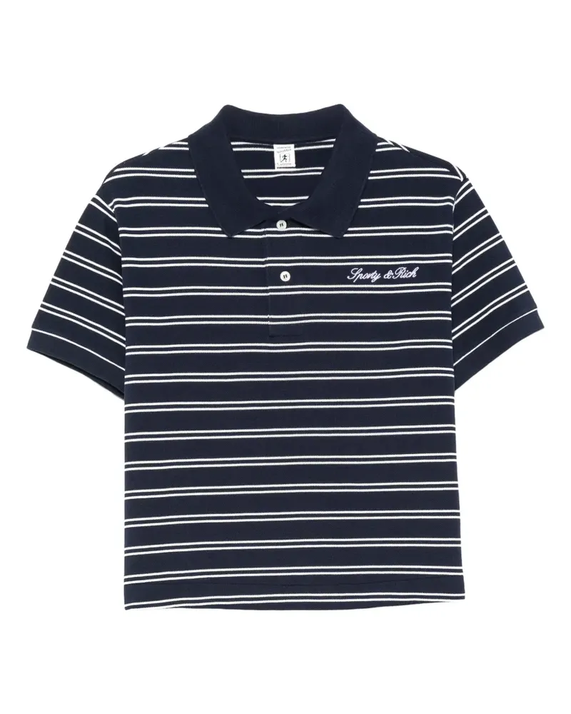 SPORTY & RICH Signature logo striped short-sleeve polo shirt - Weiß Weiß