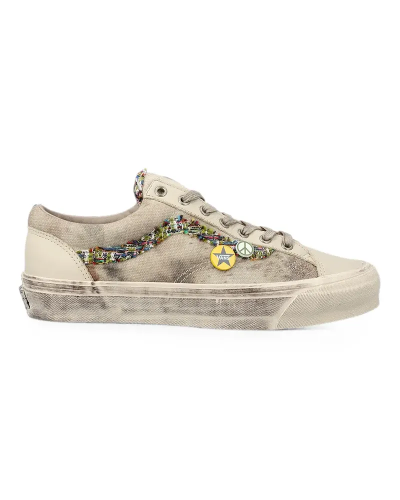 Vans badge-embellished tweed-trim sneakers - Nude Nude