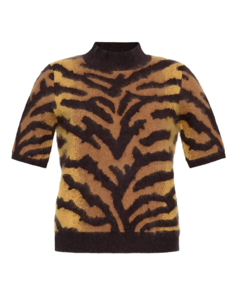 Adam Lippes Ari Kaschmirbluse mit Tiger-Print - Schwarz Schwarz