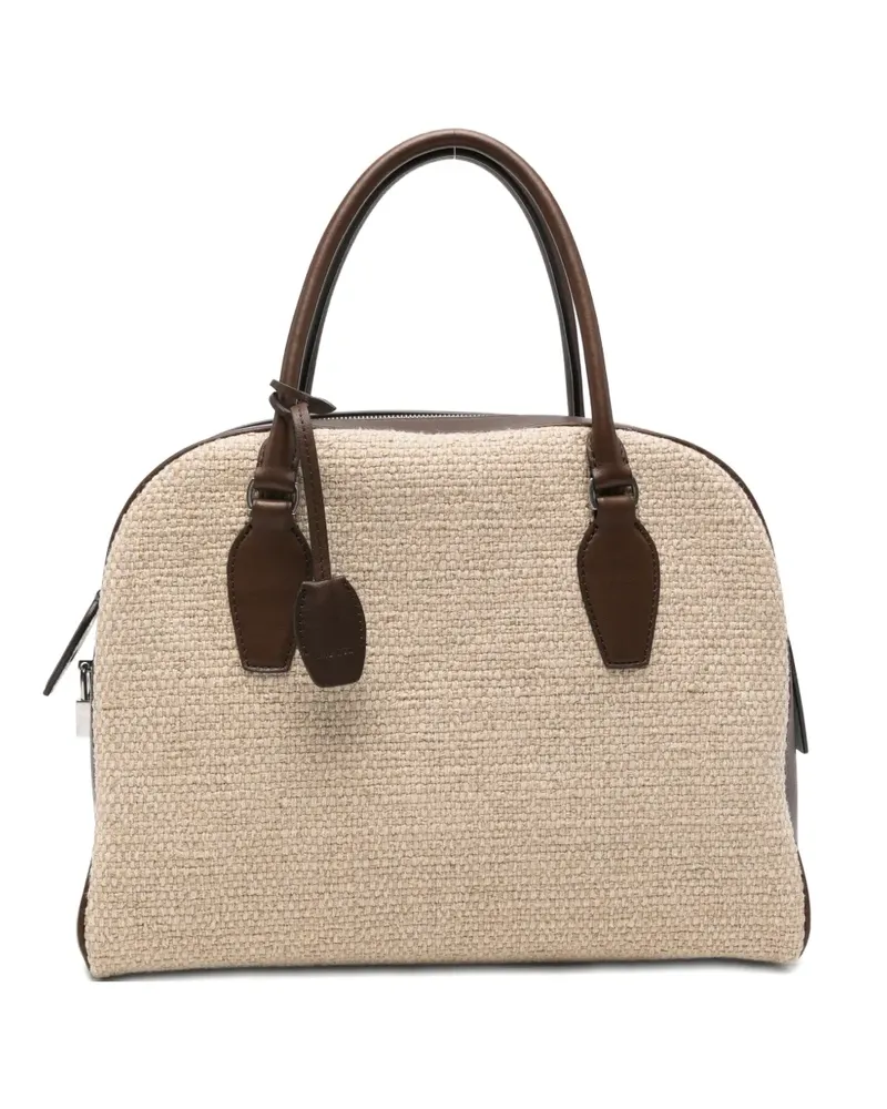 The Row India leather-trim tote bag - Nude Nude