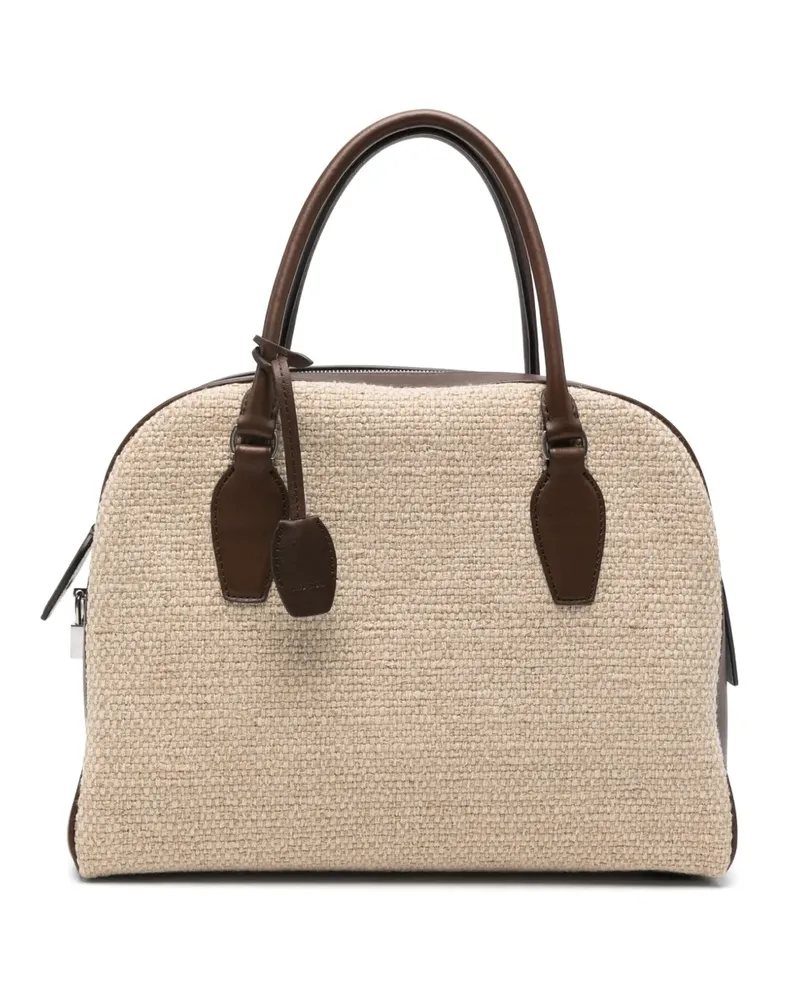 The Row India leather-trim tote bag - Nude Nude