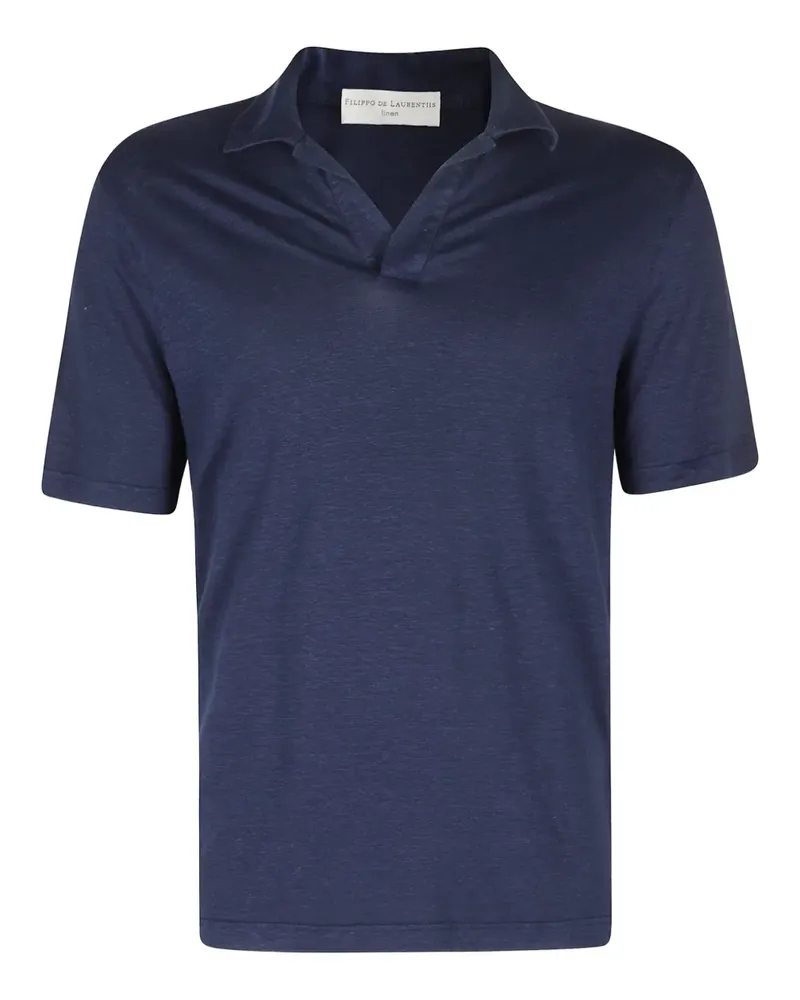 Filippo de Laurentiis Kurzärmeliges Oberteil mit Poloshirtkragen - Blau Blau