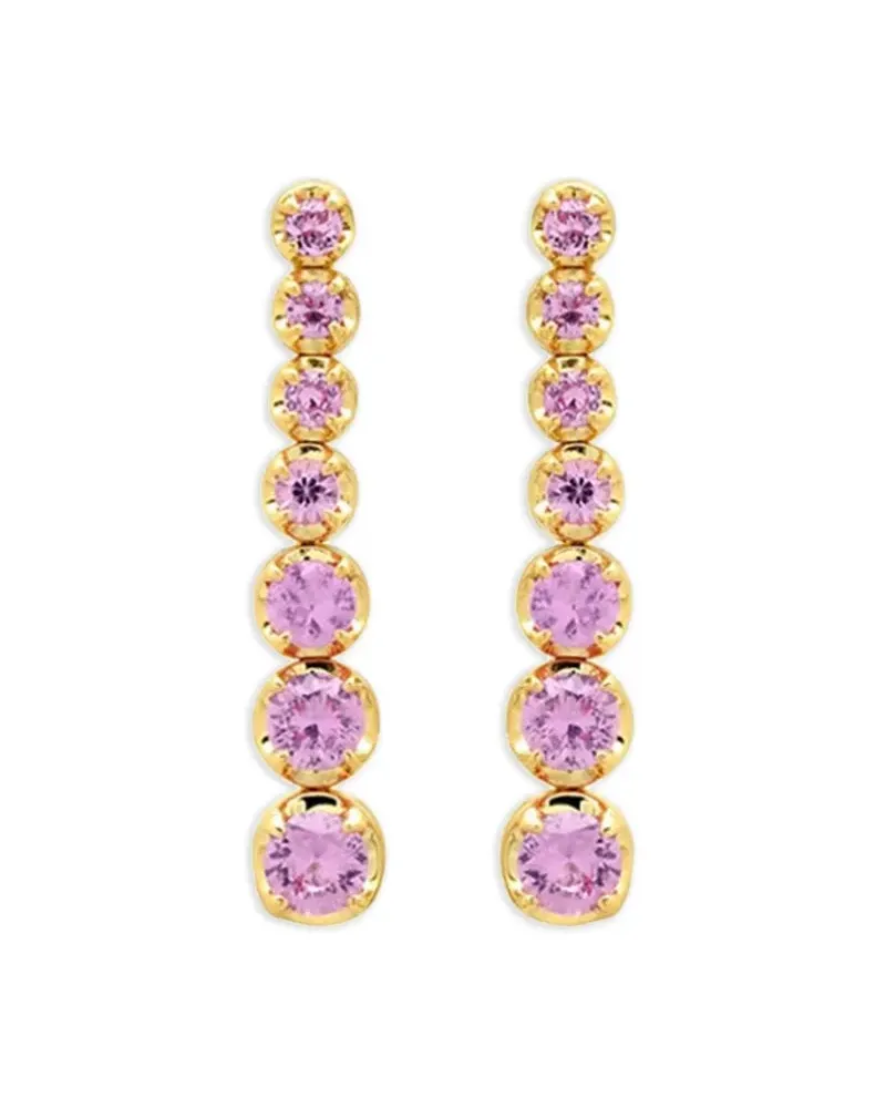 Jennifer Meyer 18kt Gelbgoldohrstecker mit pinkem Saphir Gold