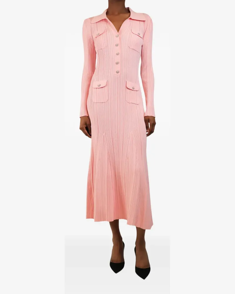 Self-Portrait Midikleid aus geripptem Strick - Rosa Rosa