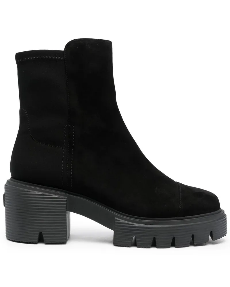 Stuart Weitzman Wildlederstiefel mit dicker Sohle 60mm - Schwarz Schwarz