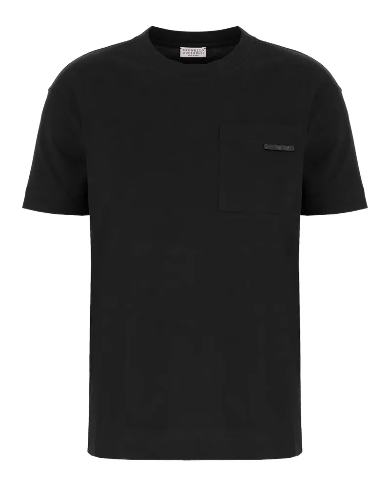 Brunello Cucinelli Verziertes T-Shirt - Schwarz Schwarz