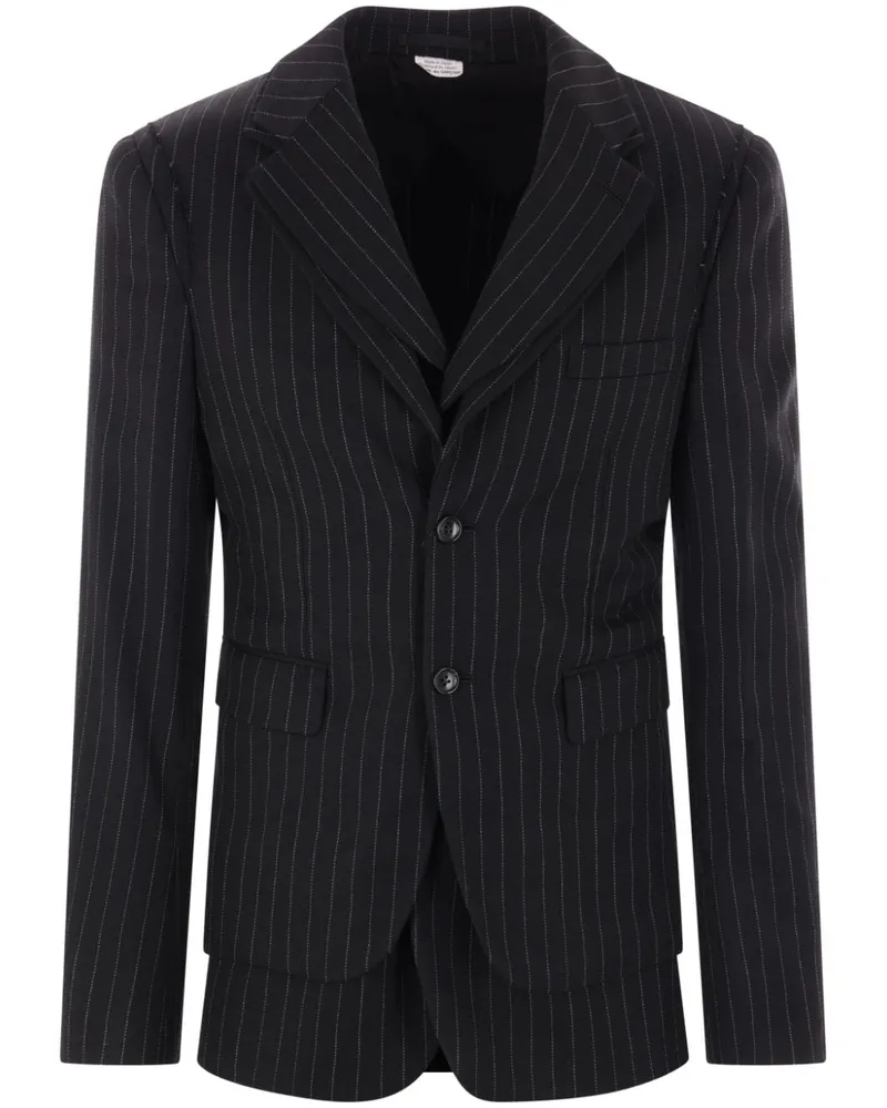 Comme des Garçons Gestreiftes Sakko - Schwarz Schwarz
