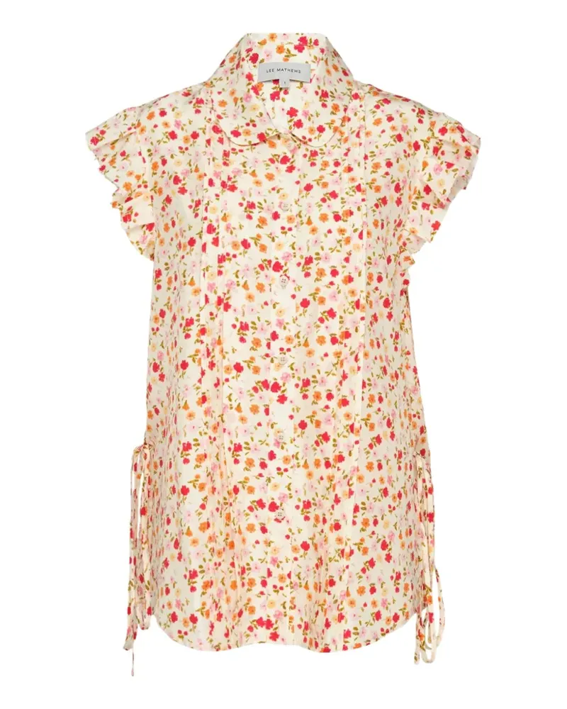 Lee Mathews Gerüschte Bluse mit Blumenprint - Gelb Gelb