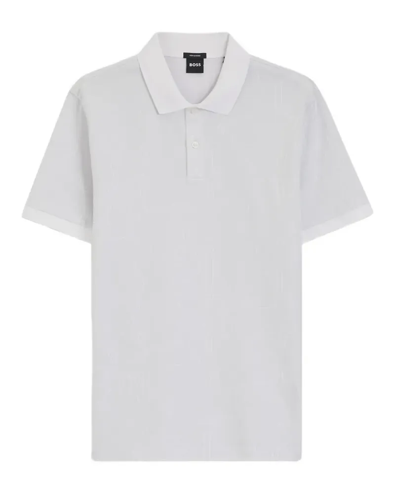 HUGO BOSS jacquard-pattern short-sleeve polo shirt - Weiß Weiß