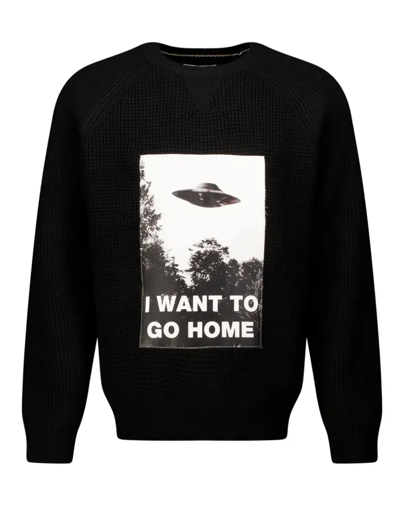 Anti Social Social Club graphic-patch waffle-knit sweater - Schwarz Schwarz