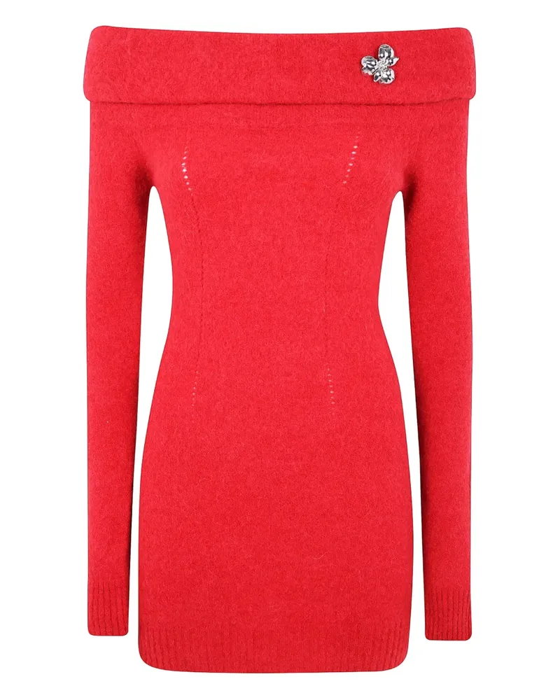 Blumarine off-shoulder flower-embellished dress - Rot Rot
