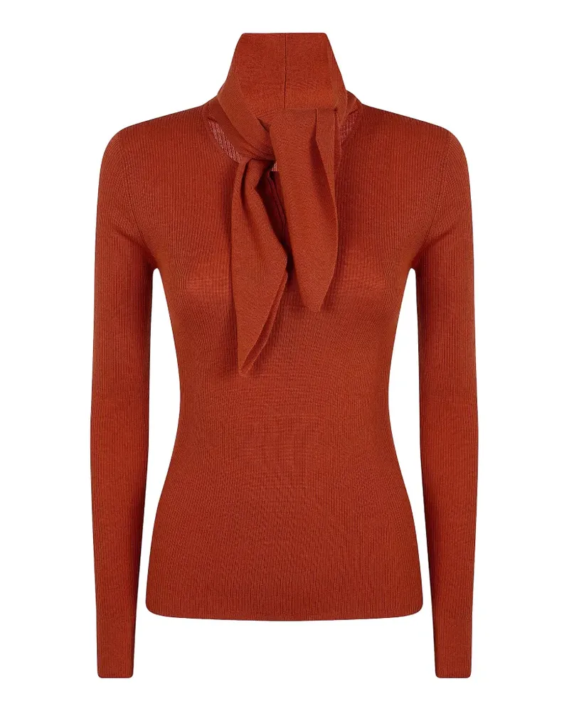 P.A.R.O.S.H. P.A.R.O H. Gerippter Pullover mit Schleife - Orange Orange