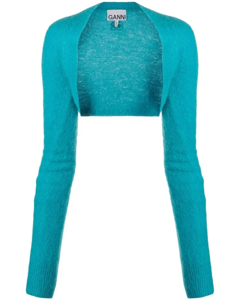 Ganni Gestrickter Cropped-Bolero - Blau Blau