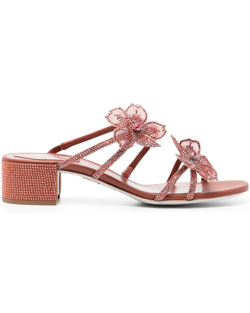 René Caovilla Peach Flower Sandalen 50mm - Braun Braun