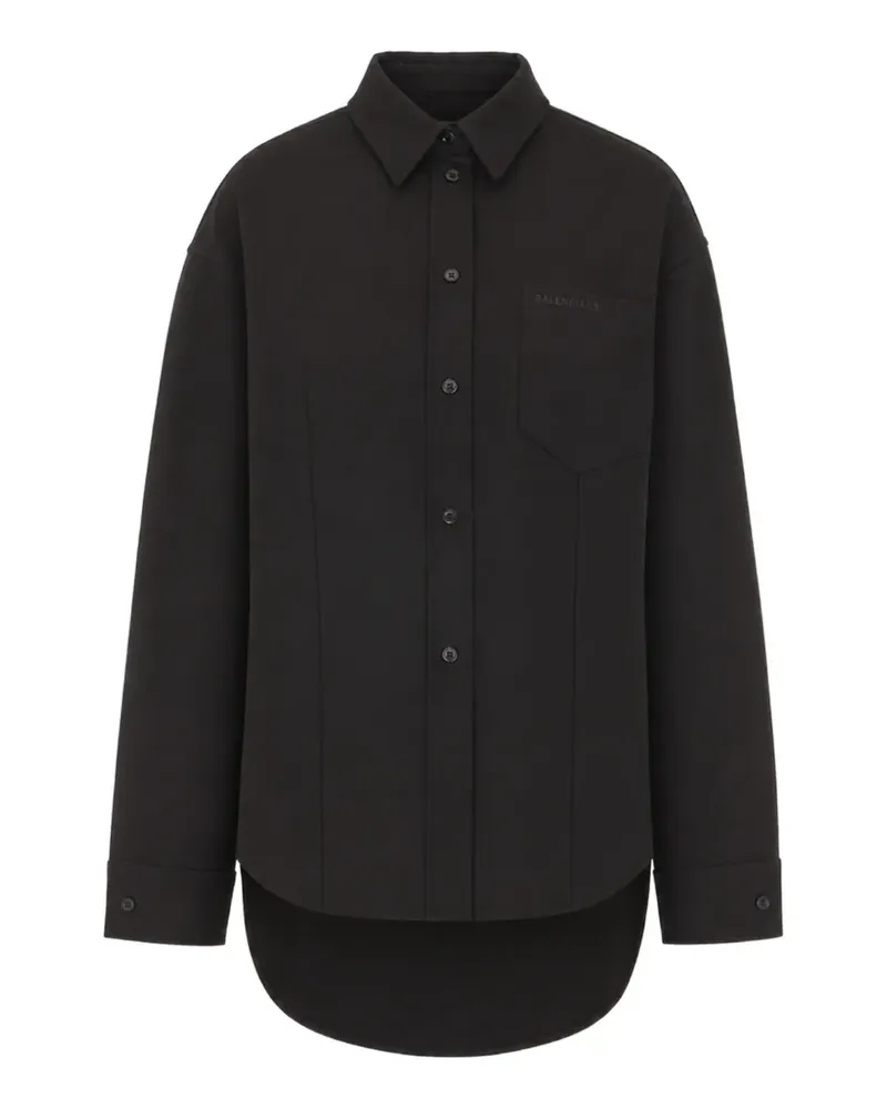 Balenciaga logo-embroidered shirt - Schwarz Schwarz