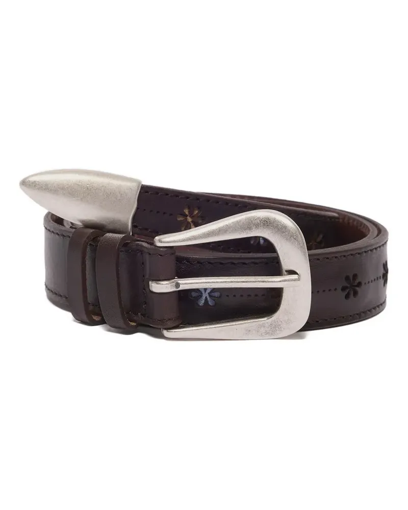 Orciani silver-tone buckle leather belt - Braun Braun