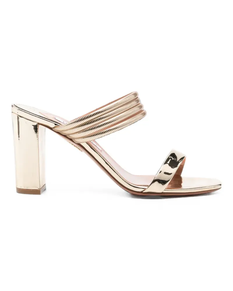 Aquazzura tubular-strap metallic mules - Gold Gold
