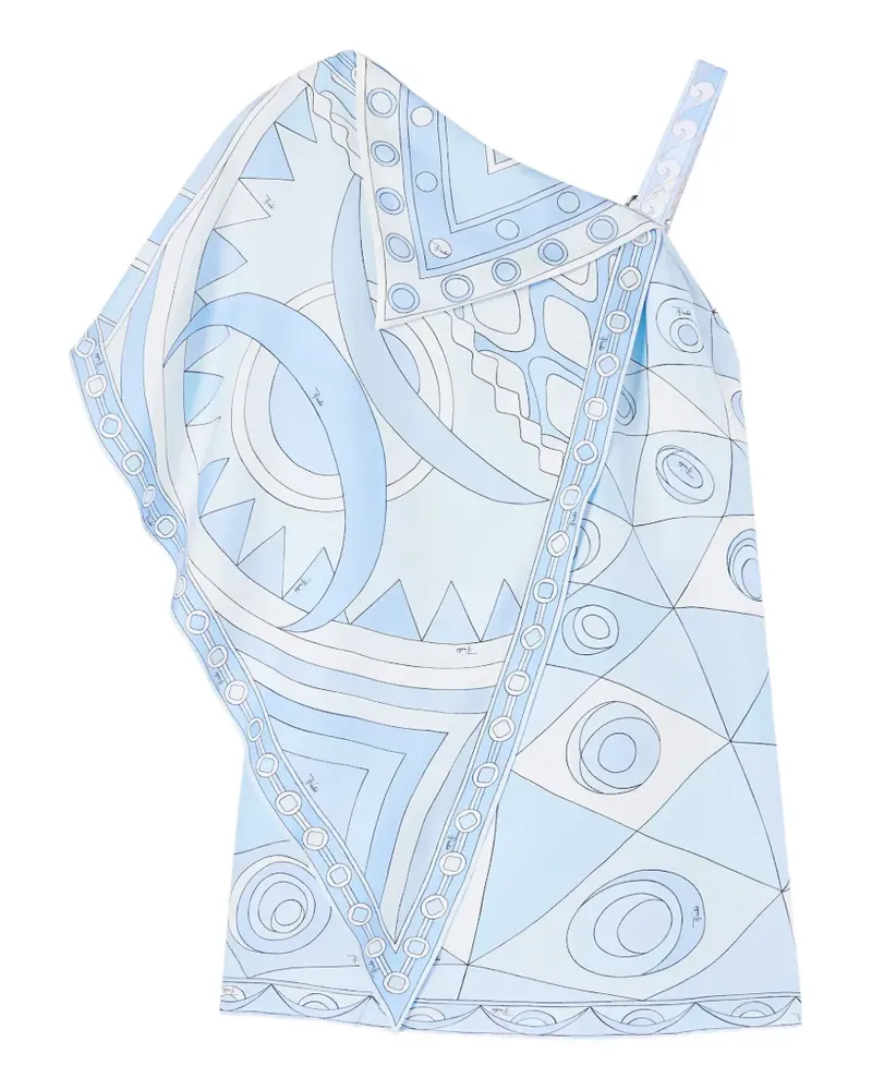 Emilio Pucci Asymmetrisches Kleid aus Seide mit Occhi- und Vivara-Print - Blau Blau