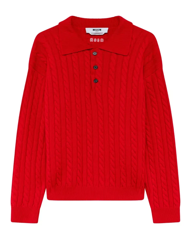 MSGM Poloshirt mit Zopfmuster - Rot Rot