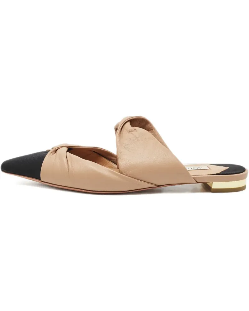 Aquazzura twist-strap flat mules - Nude Nude