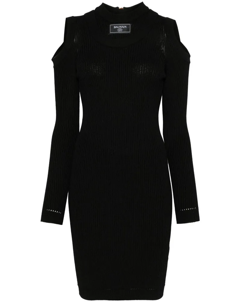 Balmain Minikleid mit Logo-Patch - Schwarz Schwarz
