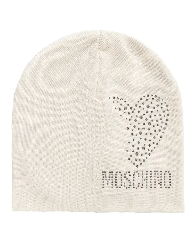 Moschino Beanie mit strassverziertem Logo - Nude Nude