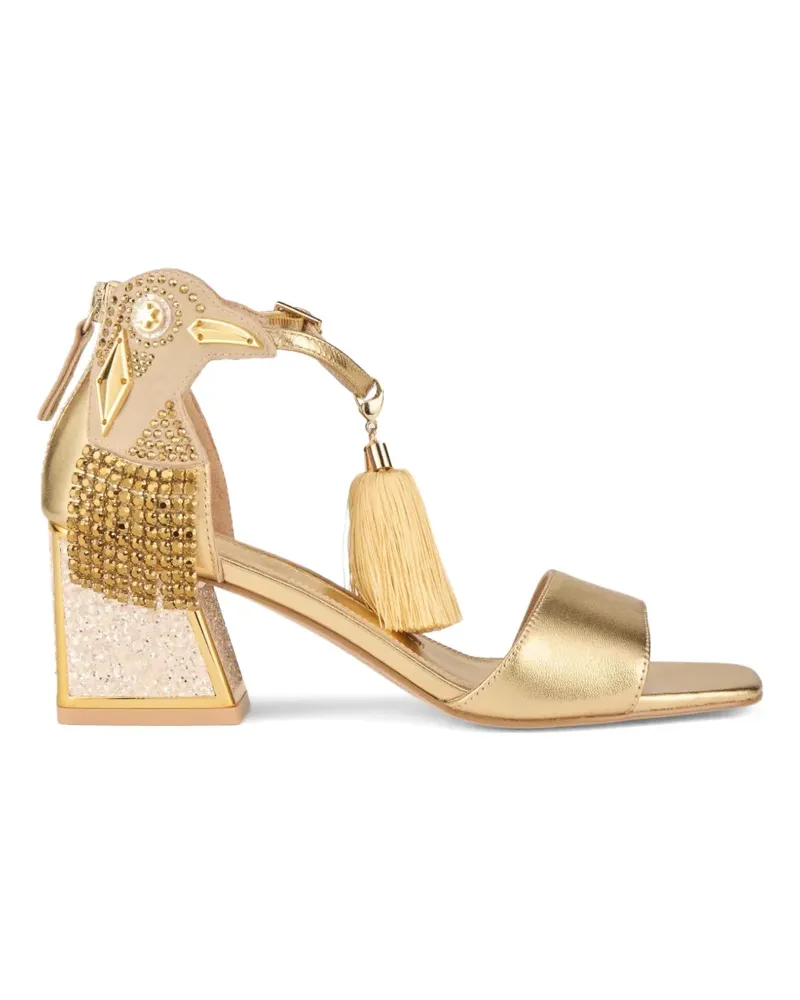 Kat Maconie Kay tassel-embellished glitter-block sandals - Gold Gold