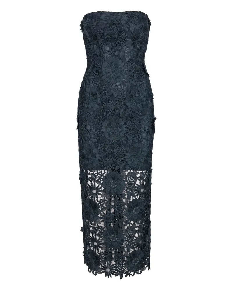 ROTATE Birger Christensen Midikleid aus Blumenspitze - Blau Blau