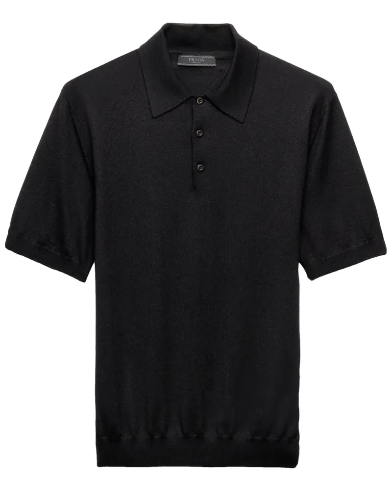 Prada Fein gestricktes Poloshirt - Schwarz Schwarz